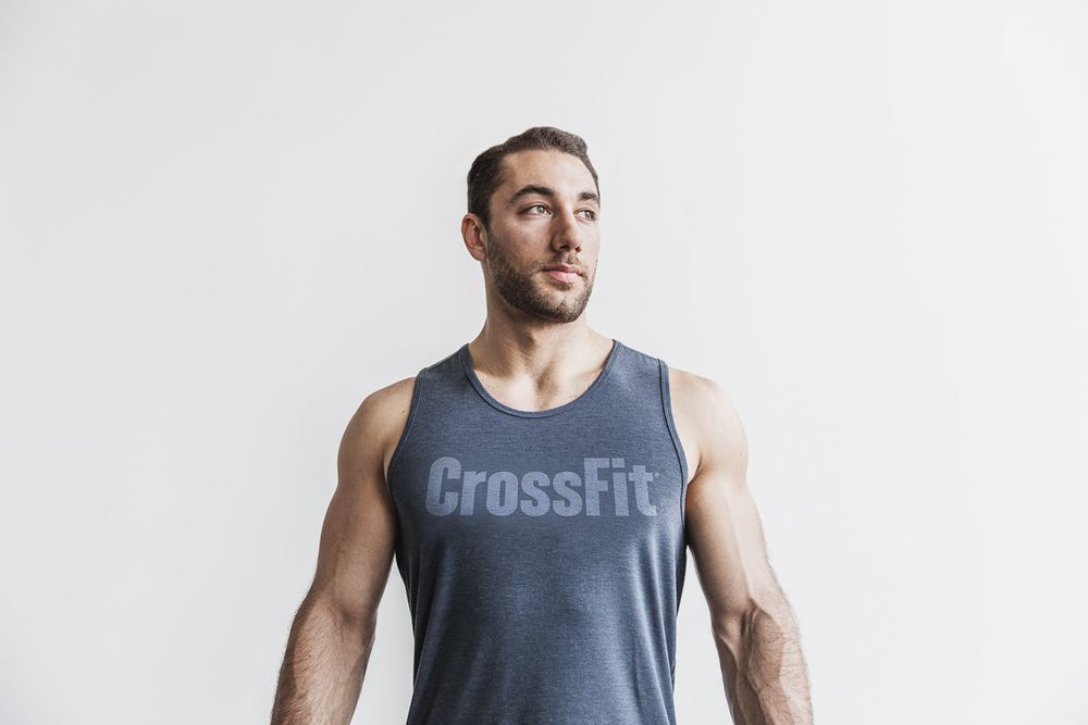 NOBULL Men's Crossfit® Tank Tops - Navy - Ireland (4021JYIVH)